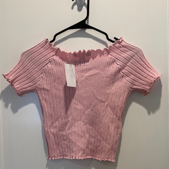 Cotton Emporium Pink Ribbed Off-Shoulder Blouse - Picture 2 of 3